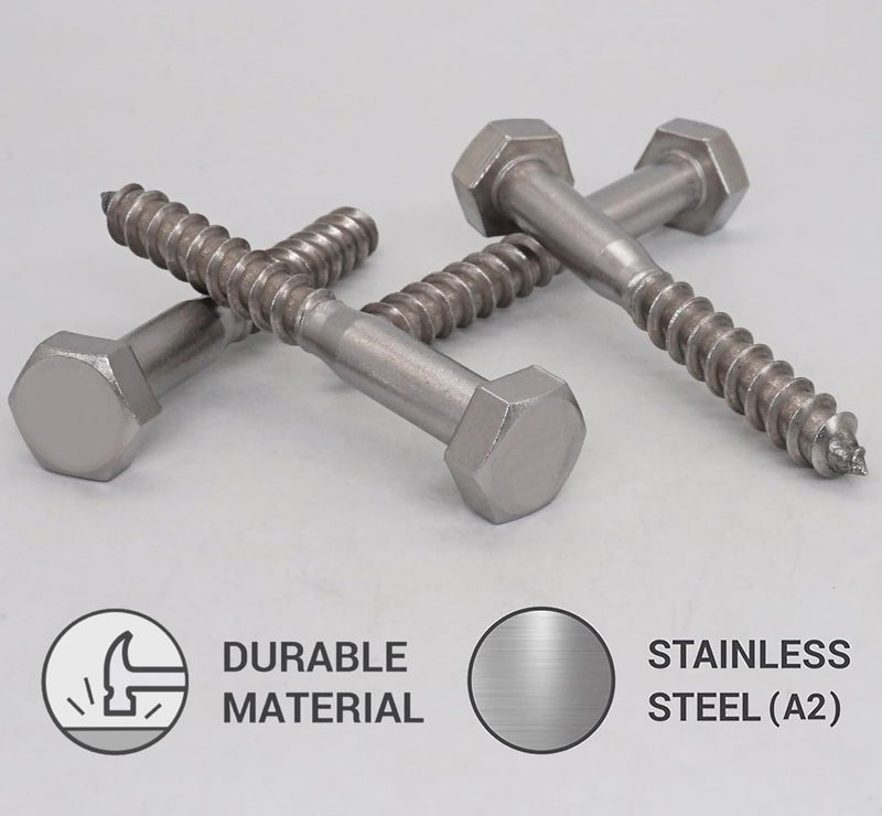 Duravel Hex Head Coach Screws with Washer & Plug for Heavy Timber and Concrete (3 Inch, 6mm) - Image 3